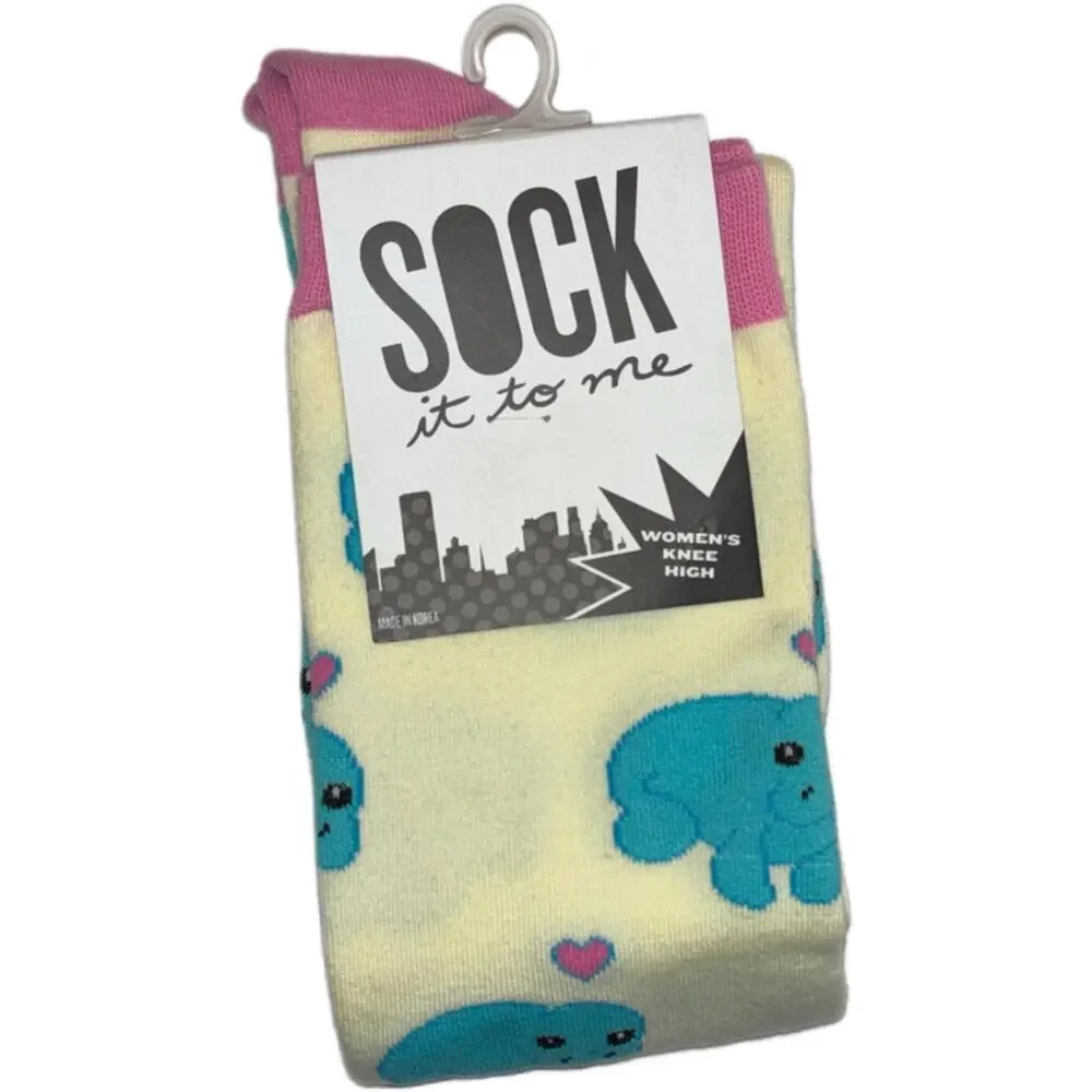 NWT Sock it to me Manatee Knee High Socks Women's tall socks blue/pink size 5-10